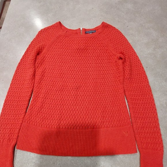 AMERICAN EAGLE OUTFITTERS Red Basket Weave Design L/S Sweater - Size XS/TP - Picture 6 of 11